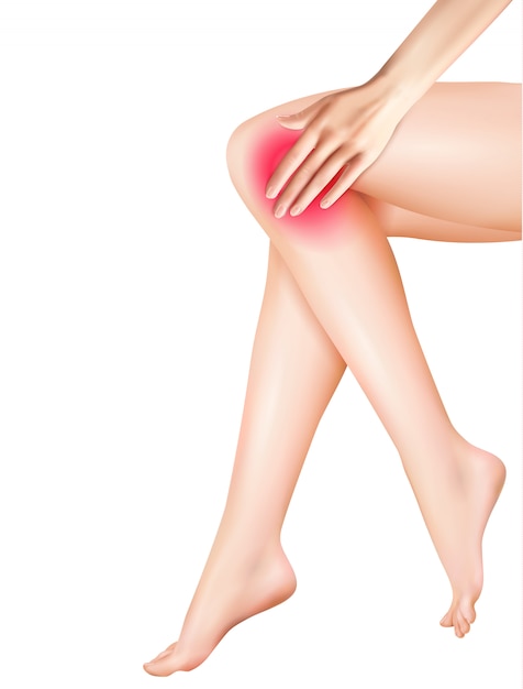 Female legs and pain realistic illustration Free Vector