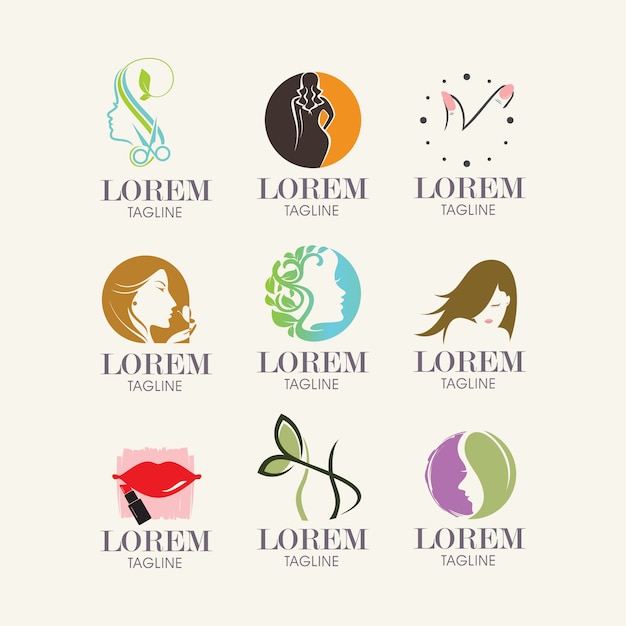 Бесплатное векторное изображение Женский логотип шаблоны коллекции