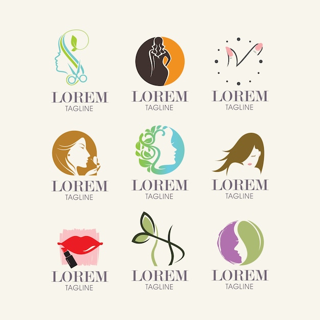 Free vector female logo templates collection