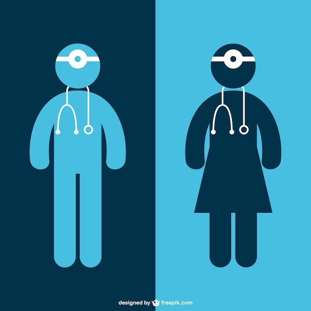 Free vector female and male doctors silhouettes