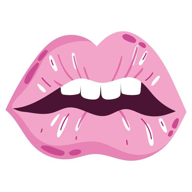Бесплатное векторное изображение Икона женских губ изолирована