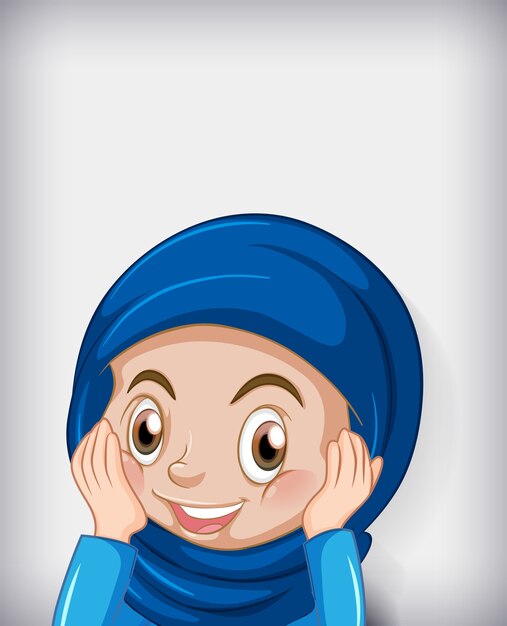 女性のイスラム教徒の漫画のキャラクターの色のグラデーションの背景