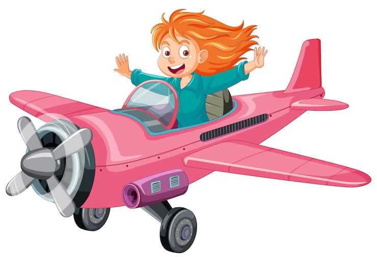 Free Vector female pilot flying jet plane