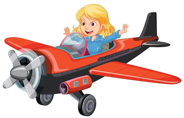 Бесплатное векторное изображение Женщина-пилот летит на реактивном самолете