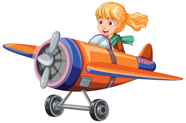 無料ベクター ジェット機を操縦する女性パイロット