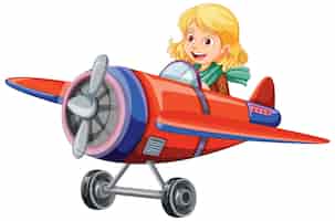 Free vector female pilot flying jet plane