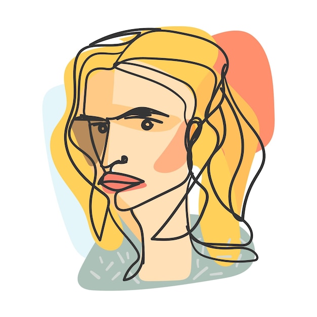 Female portrait in flat design art style