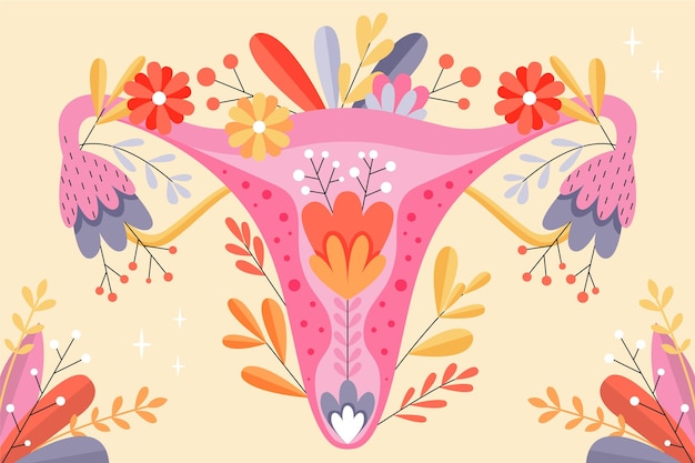 Female reproductive organs with flowers