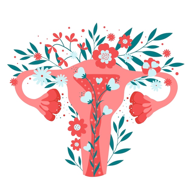 Free vector female reproductive system with beautiful flowers