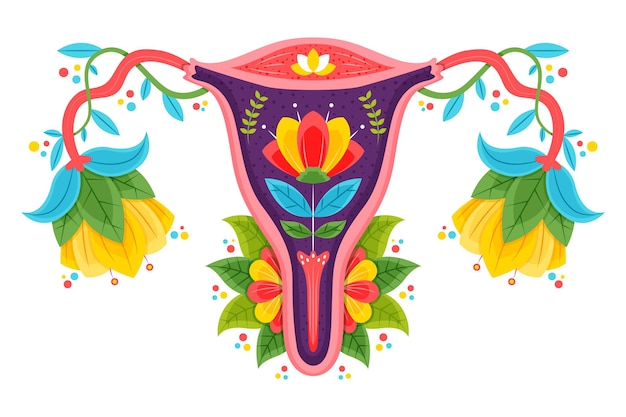 Female reproductive system with flowers