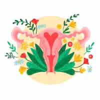 Free vector female reproductive system with flowers