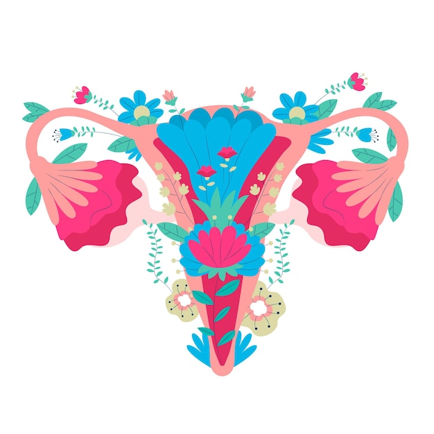 Female reproductive system with flowers