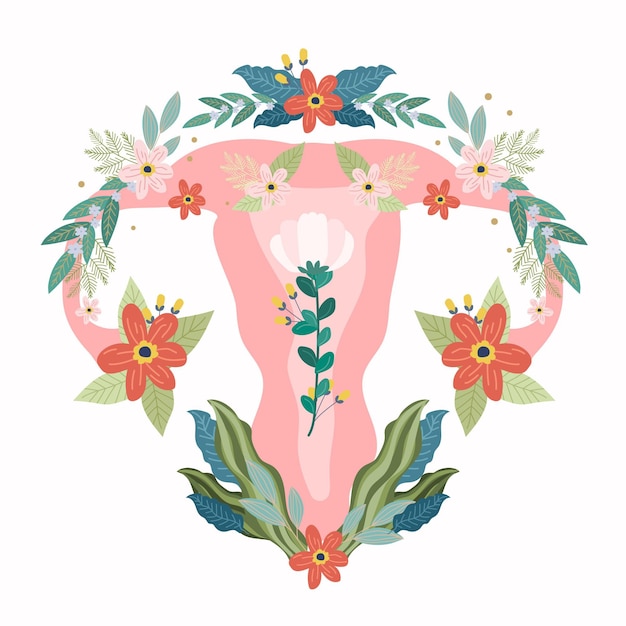 Female reproductive system with flowers