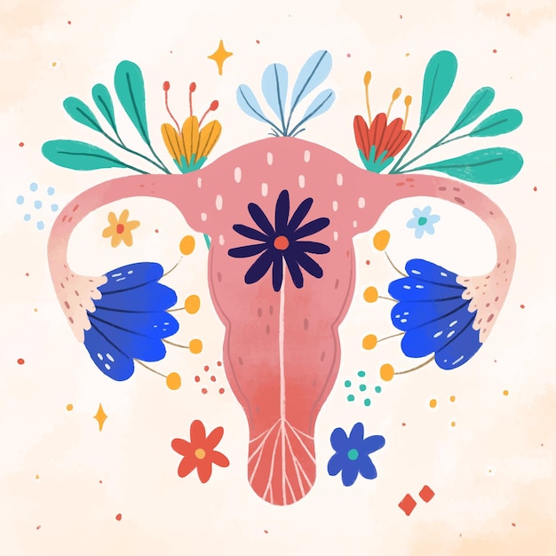 Female reproductive system with flowers