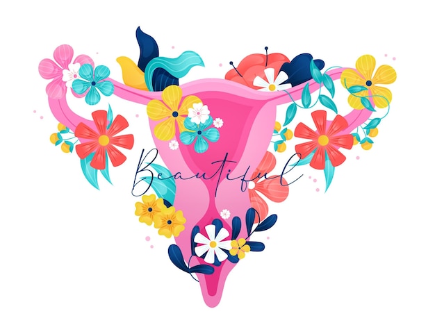 Female reproductive system with flowers