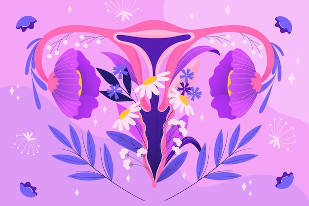 Female reproductive system with flowers