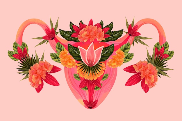 Female reproductive system with flowers