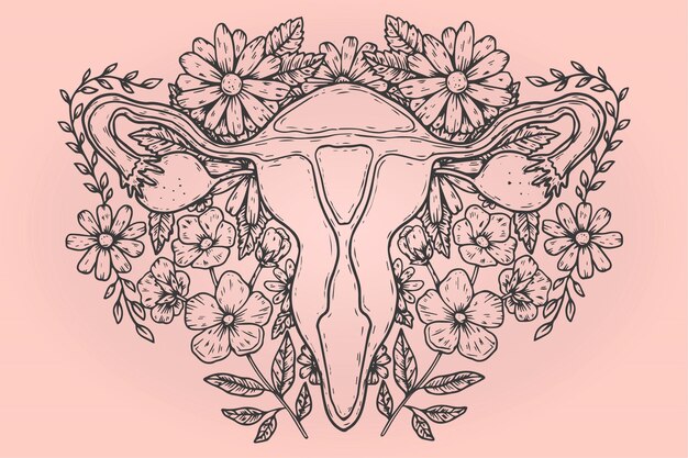 Female reproductive system with flowers