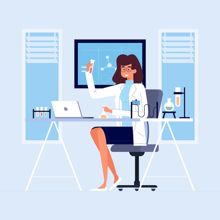 Free Vector female scientist concept illustration