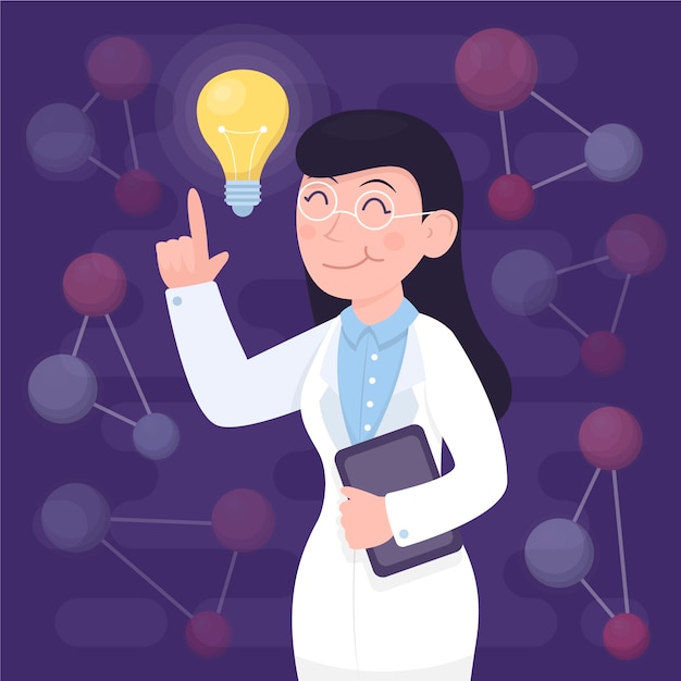 Free vector female scientist having an idea illustrated