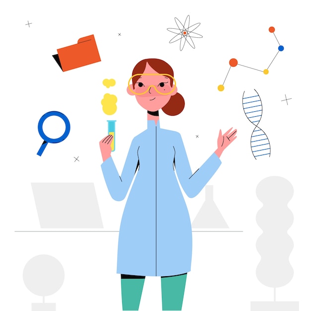 Free vector female scientist illustration