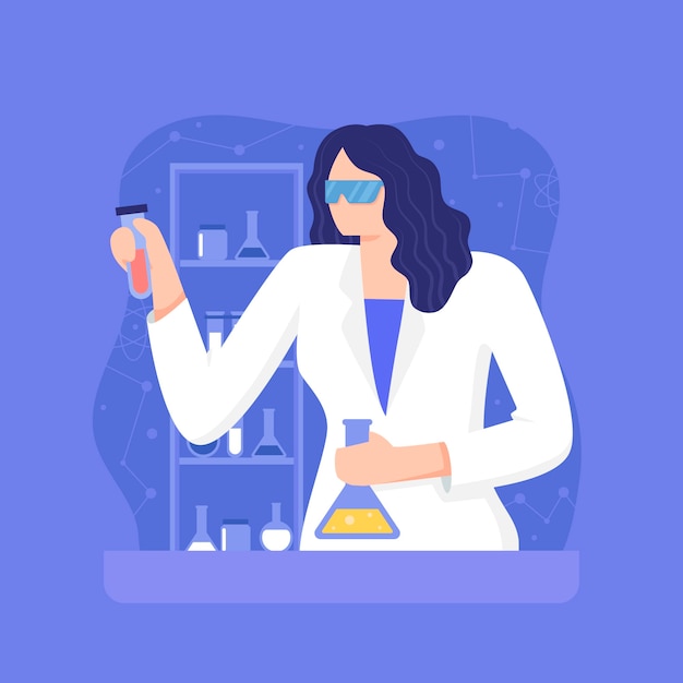 Free vector female scientist mixing chemicals