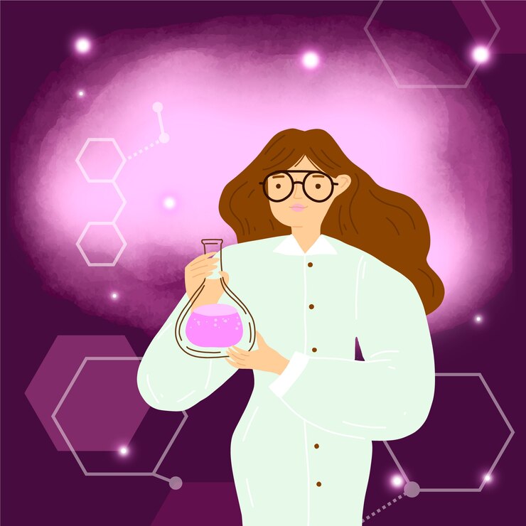 Free Vector female scientist with potion illustration