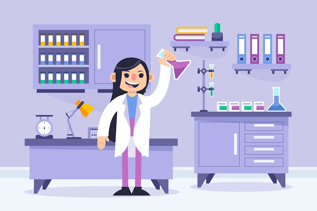 Free vector female scientist working in a science lab