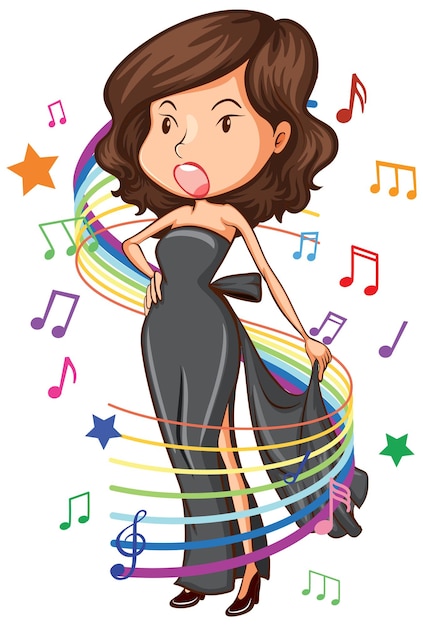Vettore gratuito personaggio dei cartoni animati cantante femminile
