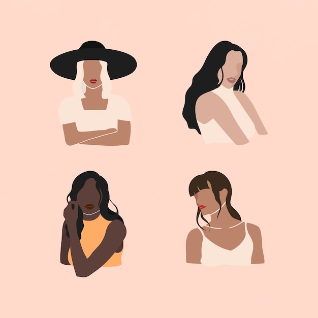 Female social media influencers collection vector