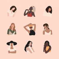 Бесплатное векторное изображение Коллекция женских влиятельных лиц в социальных сетях
