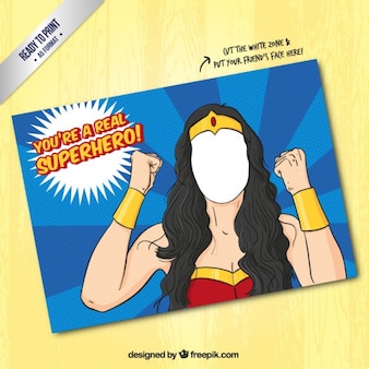 Female superhero card template