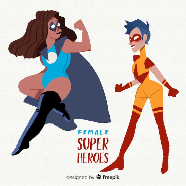 Download Free Download Free Hand Drawn Female Superhero Character Collection Use our free logo maker to create a logo and build your brand. Put your logo on business cards, promotional products, or your website for brand visibility.