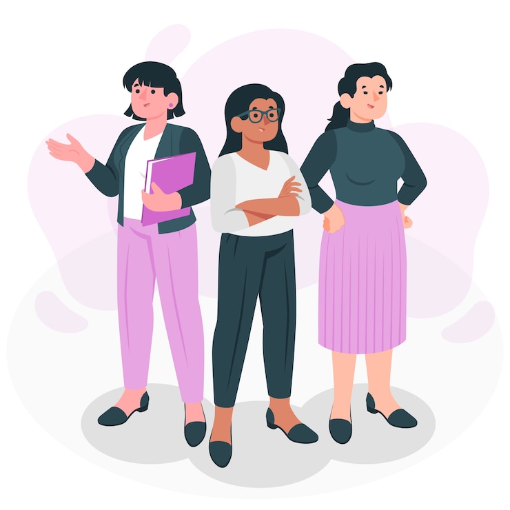 Free Vector female  team concept illustration
