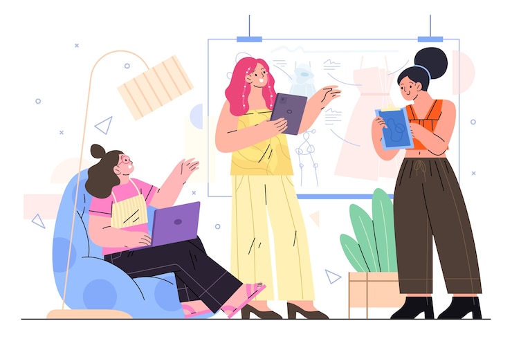 Free Vector female team illustration