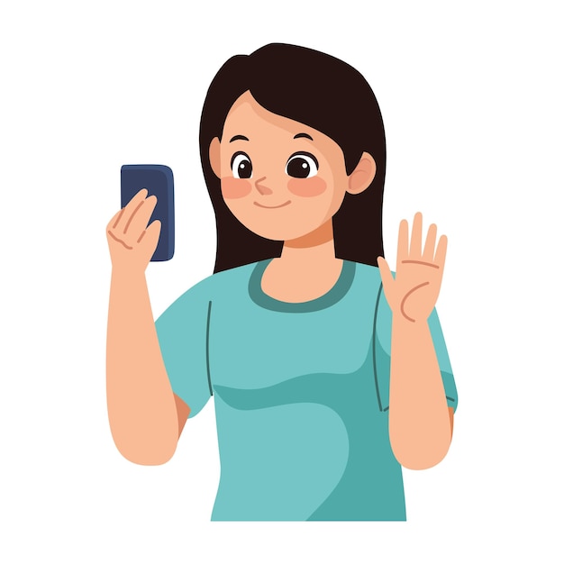 Female using smartphone isolated design