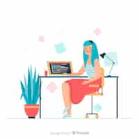 Free vector female working in it domain