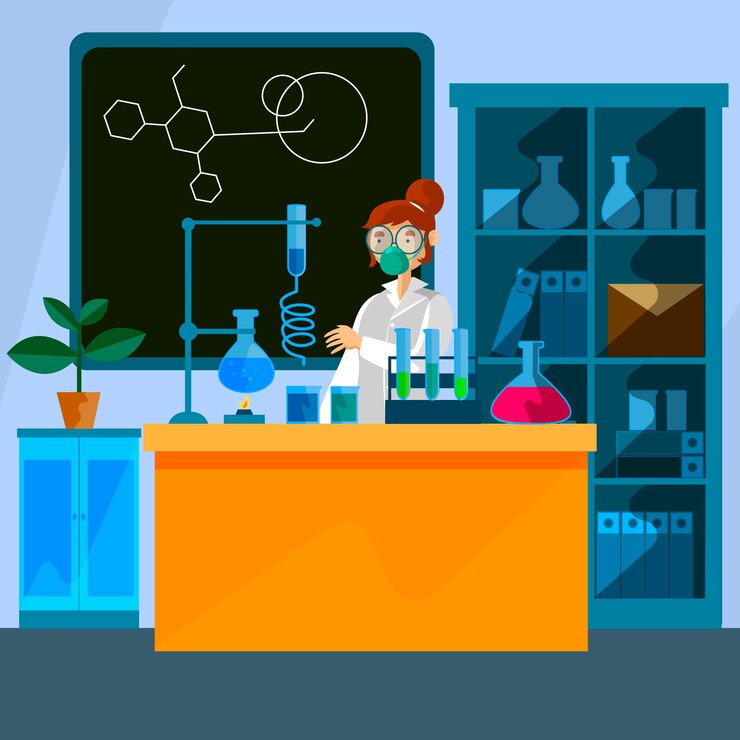 Free Vector female working in science lab