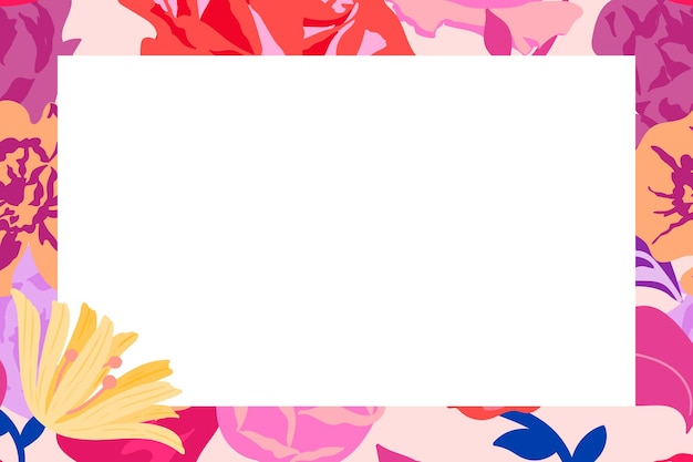 Free vector feminine floral rectangle frame vector with pink roses on white background