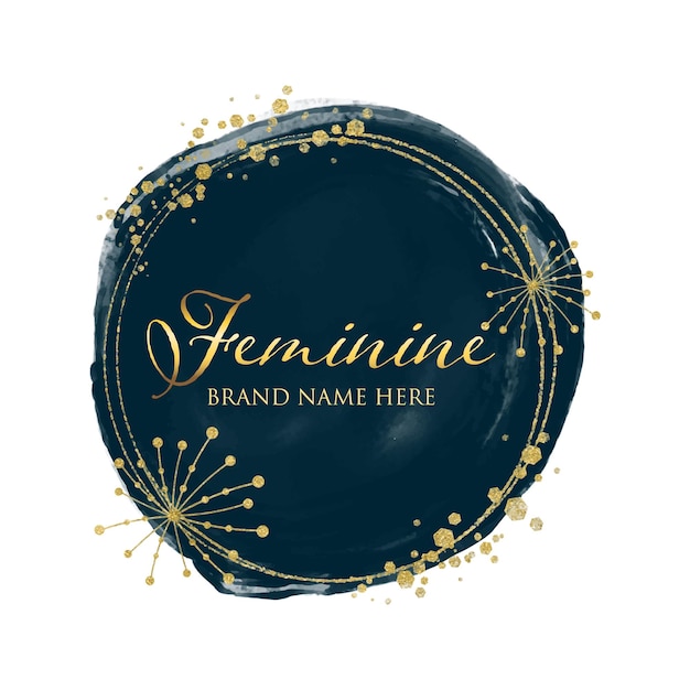 Feminine gold logo design in watercolor style