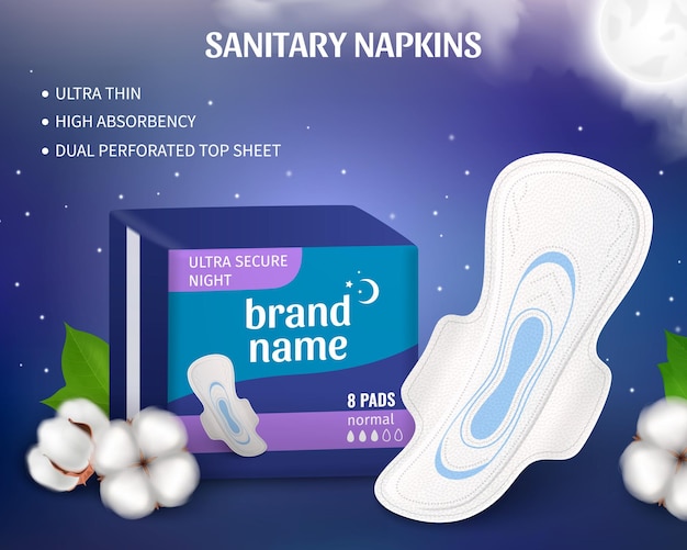 Free Vector  Feminine hygiene poster with sanitary napkin pack