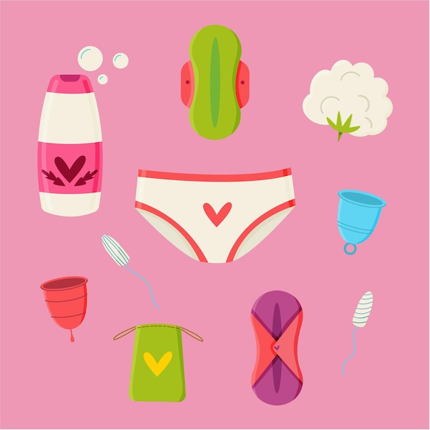 Free vector feminine hygiene products illustrated design