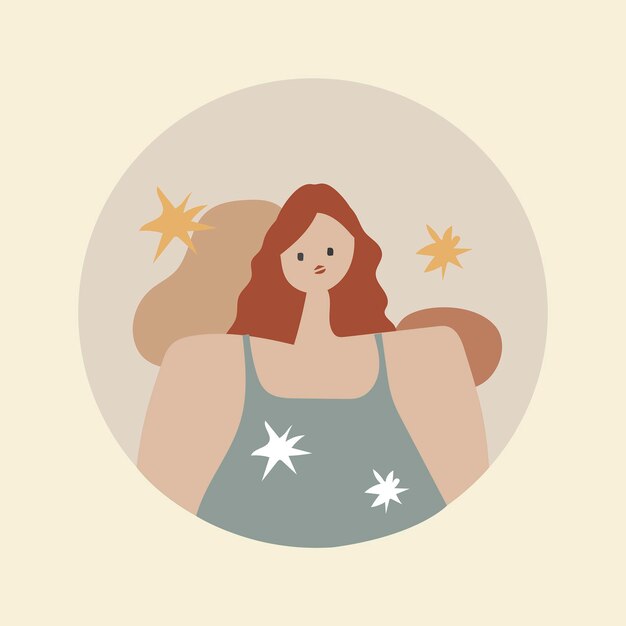 Free Vector feminine instagram highlight cover, woman character sticker aesthetic illustration in earth tone design vector