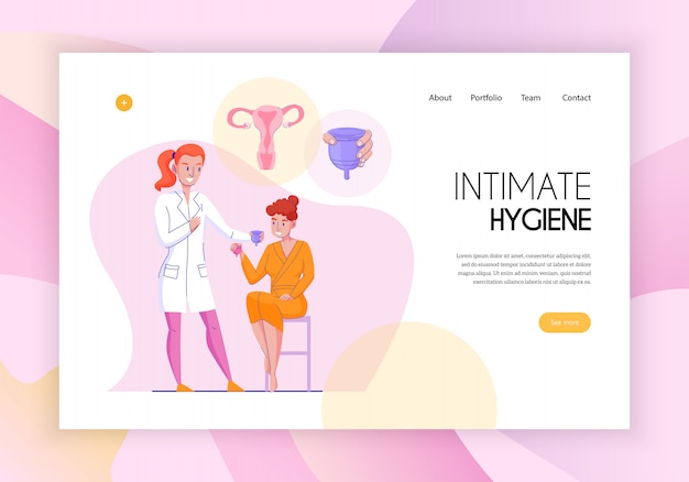 無料ベクター フェミニンな親密な衛生コンセプトのウェブページフラット水平バナー医療助手製品アプリケーションアドバイスベクトルイラスト
