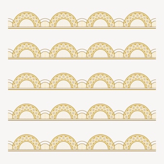 Feminine lace pattern brush, gold classic border vector, compatible with ai