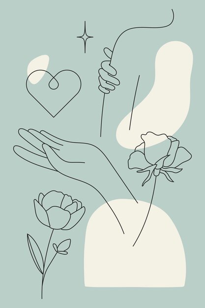 Feminine line art collection vector