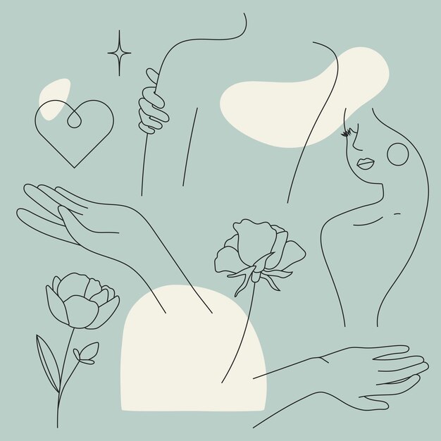 feminine line art collection