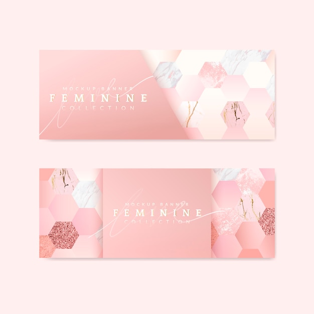 Free vector feminine pink banners