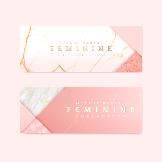 Free vector feminine pink banners