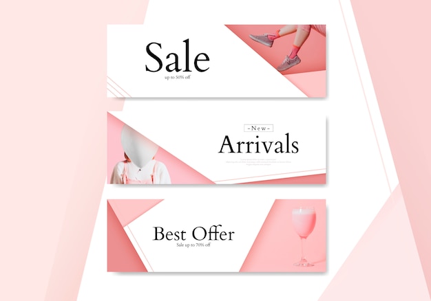 Feminine shopping banner set